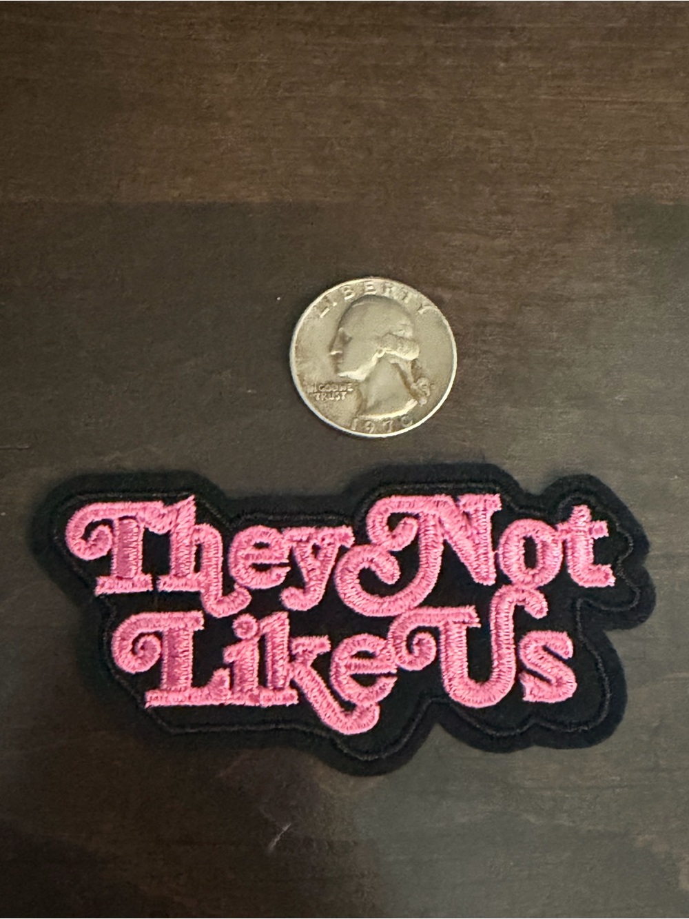 Pink 'They Not Like Us' Embroidered Patch